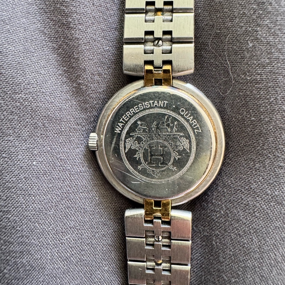 Hermès Two-Tone Steel and Gold Link Wristwatch - Picture 2 of 8